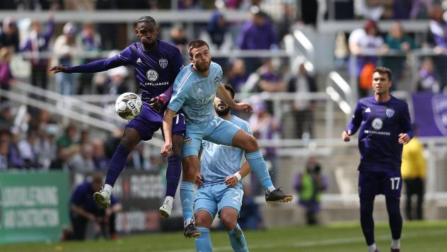 Louisville City FC forward Enoch Mushagalusa (left) vs. El Paso Locomotive FC