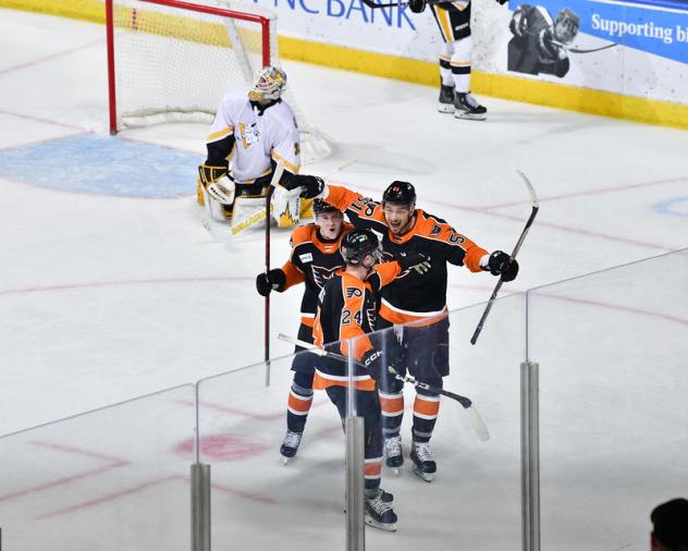 Lehigh Valley Phantoms' Adam Brooks and Artem Anisimov on game night