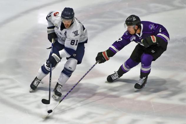 Worcester Railers forward Anthony Repaci (left)