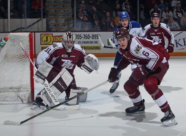 Peterborough Petes' Michael Simpson and Konnor Smith on game night