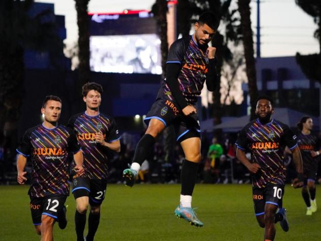Las Vegas Lights FC's Azriel Gonzalez celebrates win