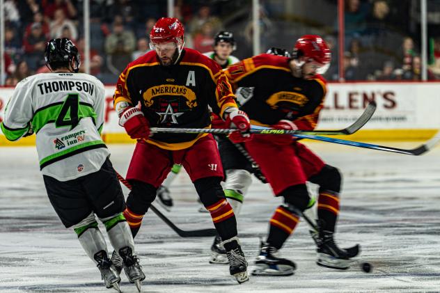 Allen Americans' Jack Combs and Ottawa Senators' Tristan Thompson on game night