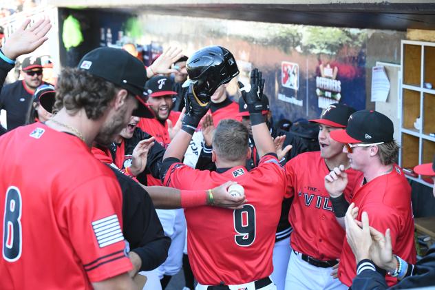 Fayetteville Woodpeckers' Ryan Wrobleski celebrates win