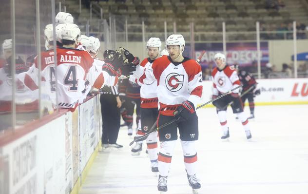Cincinnati Cyclones celebrate win