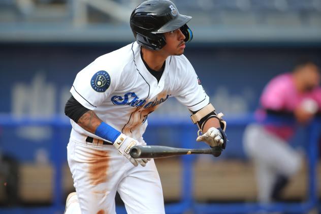 Biloxi Shuckers' Noah Campbell in action