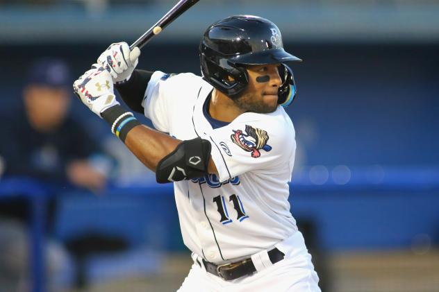 Biloxi Shuckers' Jackson Chourio at bat