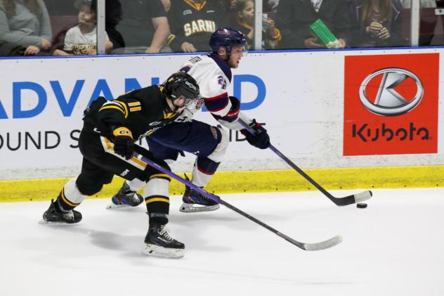 Saginaw Spirit battle the Sarnia Sting
