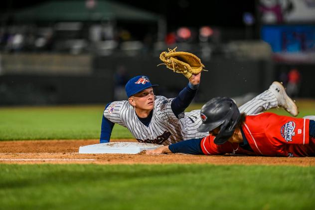 Somerset Patriots' T.J. Rumfield in action