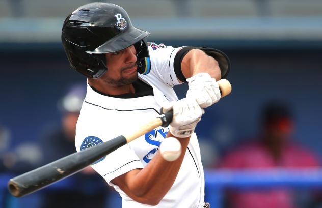 Biloxi Shuckers' Noah Campbell in action