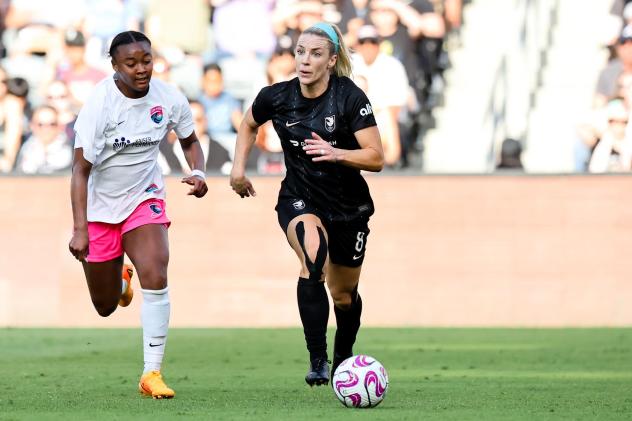 Julie Ertz in action for Angel City FC vs. the San Diego Wave