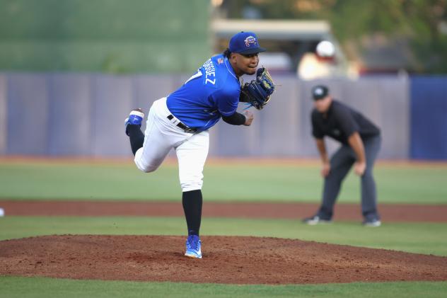 Biloxi Shuckers' Carlos Rodriguez on the mound