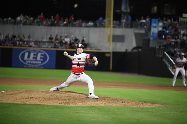 Fayetteville Woodpeckers' Trey Dombroski in action