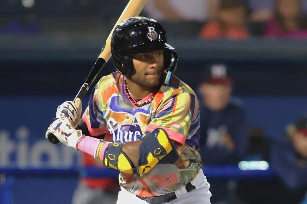 Biloxi Shuckers' Jackson Chourio at bat