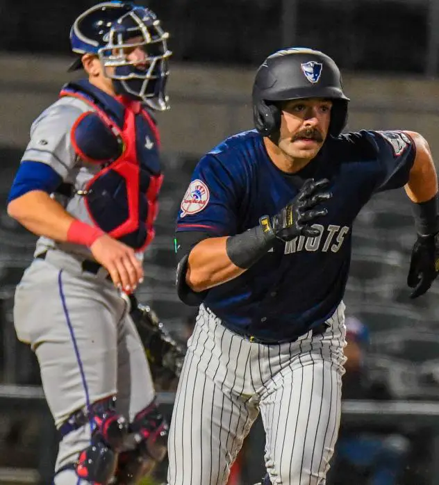 Somerset Patriots' Austin Wells in action