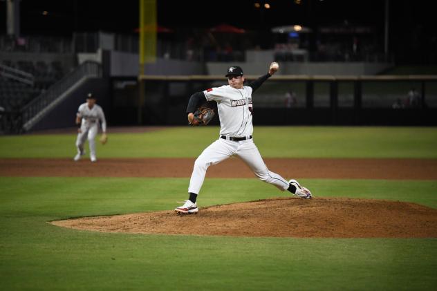 Fayetteville Woodpeckers' Trey Dombroski on the mound