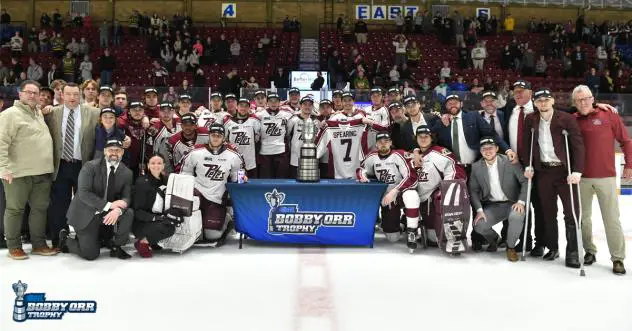 Peterborough Petes with the Bobby Orr Trophy