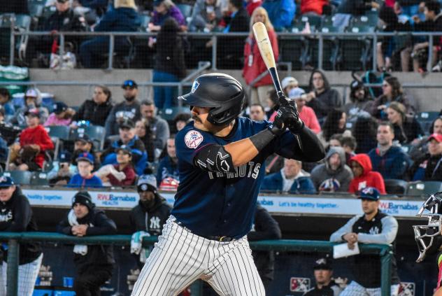 Somerset Patriots' Austin Wells at bat