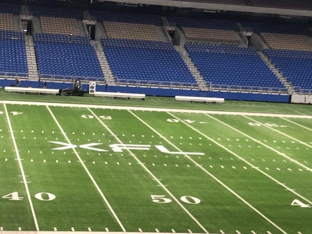 A look inside the Alamodome during championship game preparations