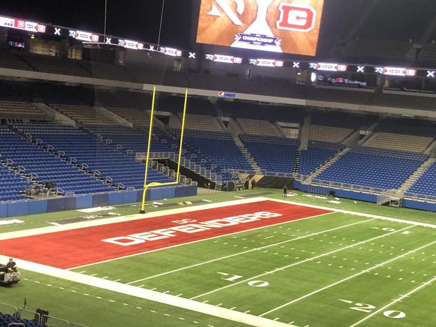A look inside the Alamodome during championship game preparations