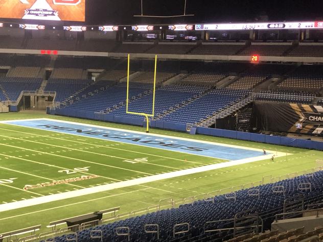 A look inside the Alamodome during championship game preparations