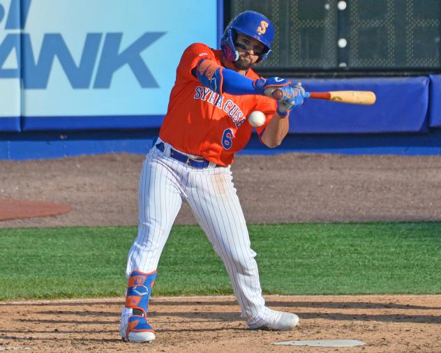 Carlos Cortes at bat for the Syracuse Mets