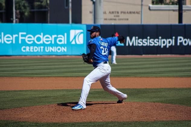 Biloxi Shuckers' Harold Chiriono on the mound