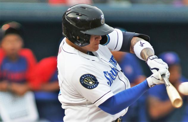 Biloxi Shuckers' Jason Lopez at bat