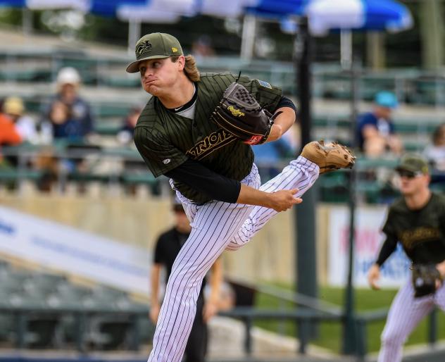Somerset Patriots pitcher Blane Abeyta delivers
