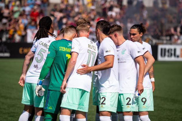 Detroit City FC huddle