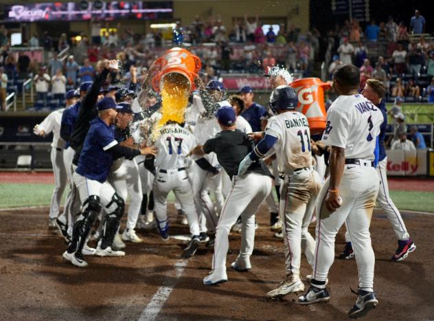 Pensacola Blue Wahoos celebrate win