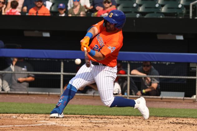 Syracuse Mets' DJ Stewart at bat
