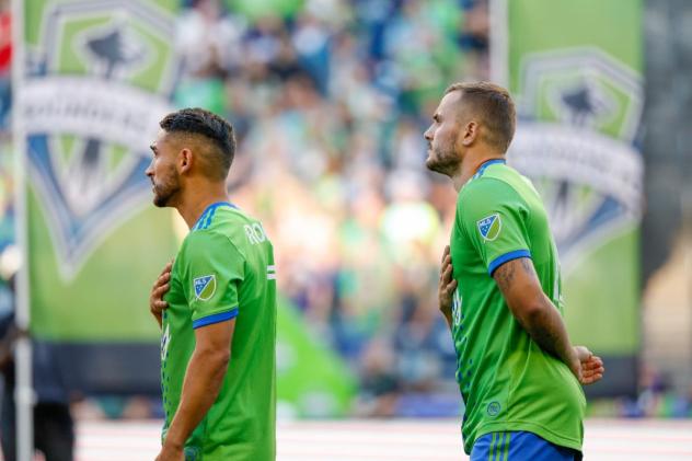 Cristian Roldan and Jordan Morris of Sounders FC