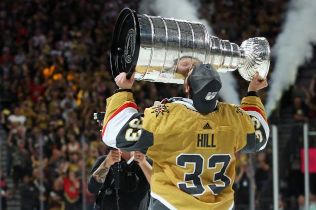 Portland Winterhawks' Alum Adin Hill celebrates win