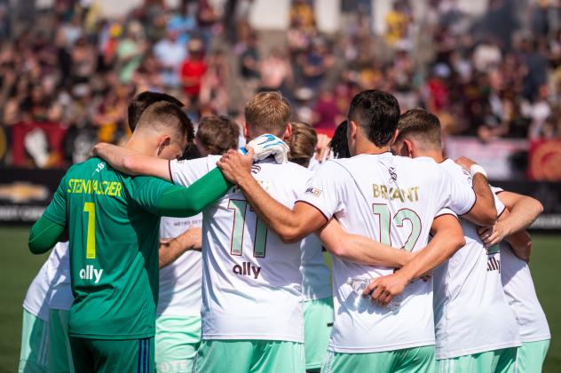 Detroit City FC huddle