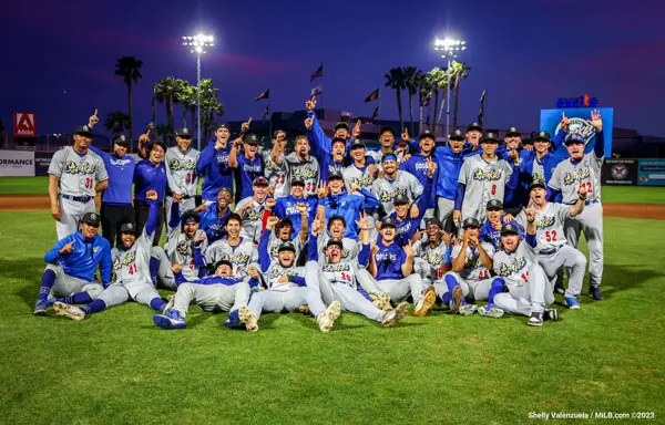 Rancho Cucamonga Quakes celebrate win