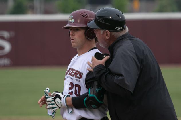 Wisconsin Rapids Rafters ourfielder Anthony Galason listens to a coach