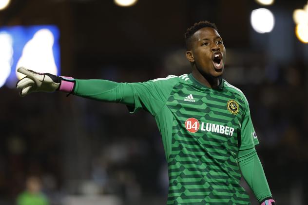 Pittsburgh Riverhounds SC goalkeeper Jahmali Waite