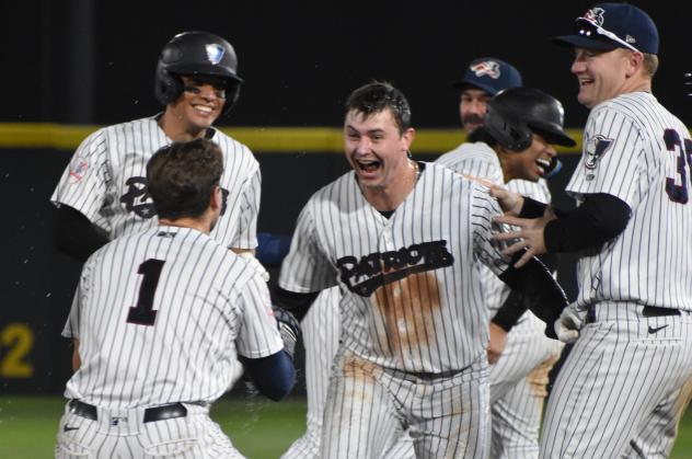 Somerset Patriots' Trey Sweeney celebrates win