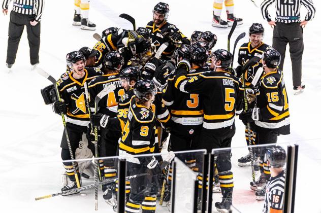 Wheeling Nailers gather after a win