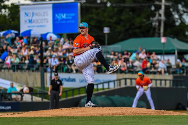 Carlos Rodon pitching for the Somerset Patriots
