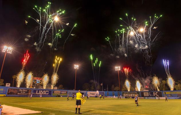Fireworks over Cashman Field, home of Las Vegas Lights FC