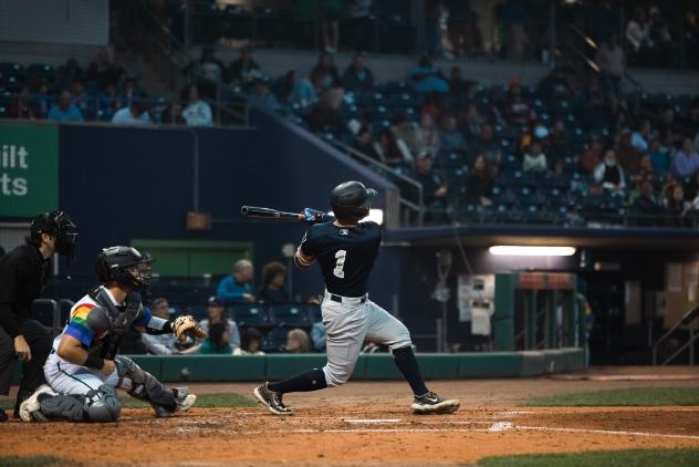 Somerset Patriots' Aaron Palensky at bat