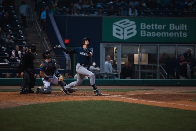 Somerset Patriots' T.J. Rumfield at bat