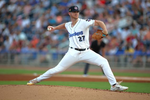 Biloxi Shuckers' T.J. Shook in action