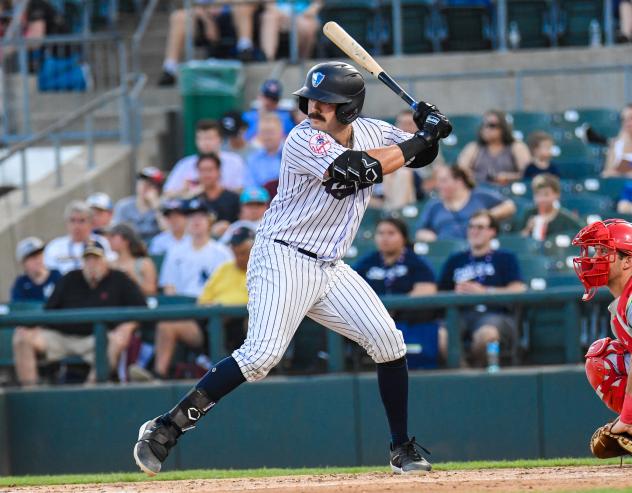 Somerset Patriots' Austin Wells at bat