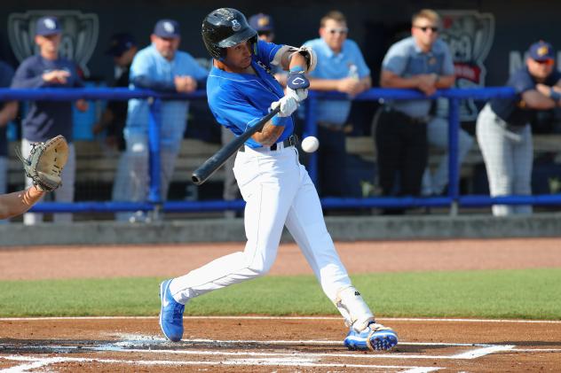 Biloxi Shuckers' Lamar Sparks at bat