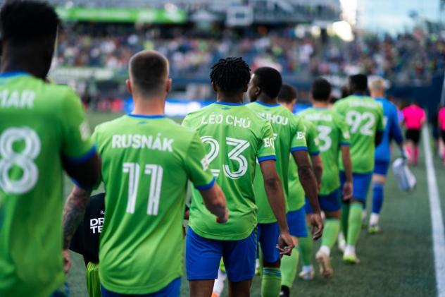 Sounders FC head onto the pitch