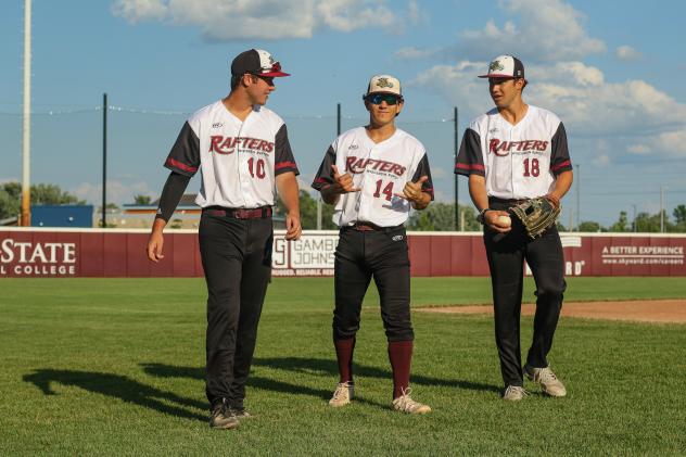 Wisconsin Rapids Rafters' Garrett Broussard, Chris Conniff and Jorge De Goti