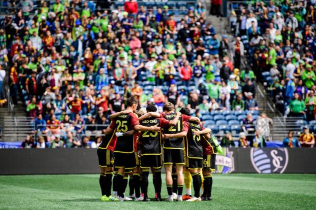 Sounders FC huddle