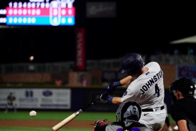 Pensacola Blue Wahoos' Troy Johnston at bat